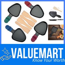 Raclette Pfännchen Dreieckig 4 Stück Antihaftbeschichtet mit Holzschaber Zubehör