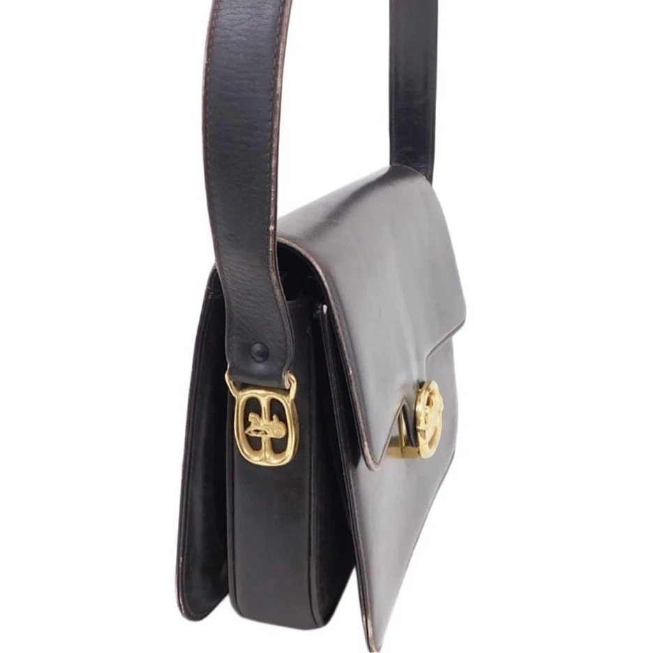 Винтажная коричневая кожаная наплечная сумка CELINE с оборудованием для перевозки лошади - Изображение 3 из 4