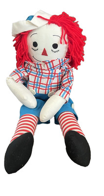 Vintage Handmade Ragdoll 24'' Large Raggedy Andy Doll -I Love U Heart Collectible