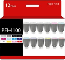 Compatible w/ Canon PFI-4100 Ink Set 12 Pack 80mL imagePROGRAF PRO-1100 High Yie