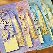 Bookmark Feather Metal 3D Gift Book Marks Pendant Flower Tassel