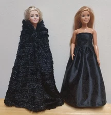 Curvy Barbie 11 1/2" Doll Clothing Black Cape and Evening Gown