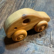 The Toy Shop Hand Crafted Wooden Cedar Grain Toy Car Handmade Smooth Wheels