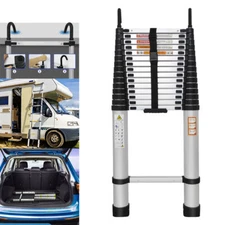 6.2M Portable Heavy Duty Aluminium Telescopic Ladder Extendable With Safety Hook