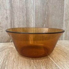 Duralex Amber Large Glass Bowl Art Deco MCM Vintage *PLEASE READ*