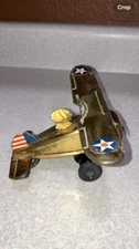 Vintage Tin Wind-up Flip-Over Airplane works Excellent Condition