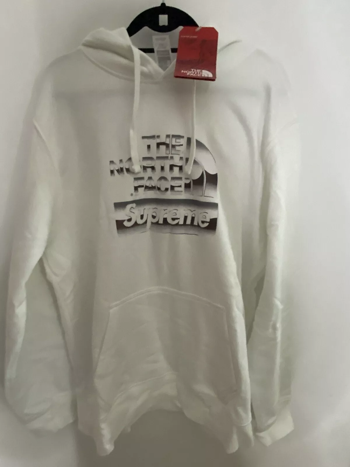 Sweat à capuche Supreme SS18 The North Face logo métallisé blanc taille XL * 23