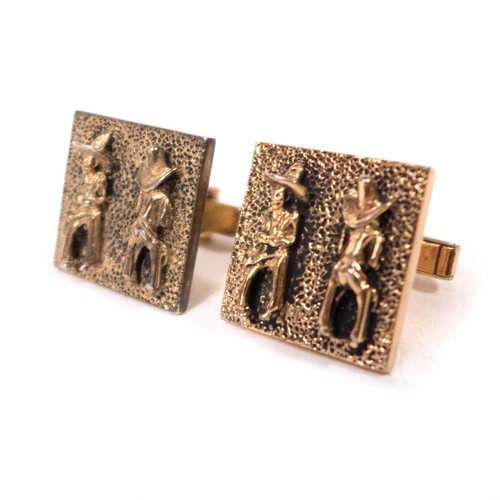 Vintage Dorée Argent Sterling M Avant Cow-Boy Boutons Manchette .75 " 22 Grammes - Photo 1 sur 7