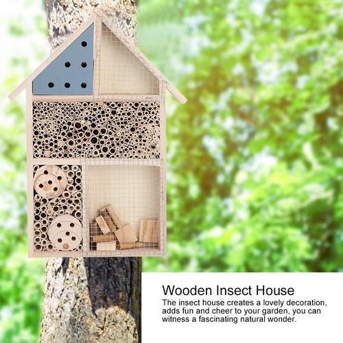 Wooden Insect Bee House Wood Bug Room Hotel Shelter Garden Decor Nests Box AC - Picture 5 of 10