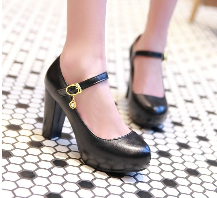 Women Block Dress Round Toe Ladies Award High Wedding ...