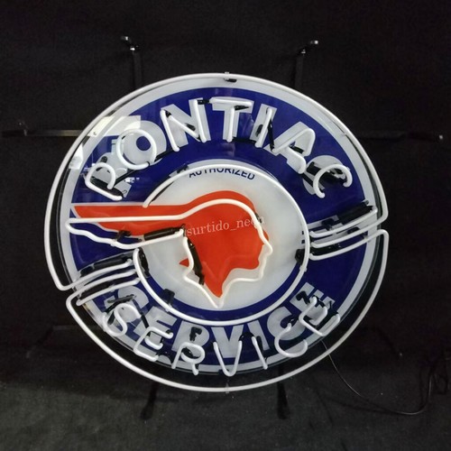 Letrero de luz de neón Pontiac Service 19"x19" garaje hombre pared cueva con logotipo acrílico - Imagen 3 de 3