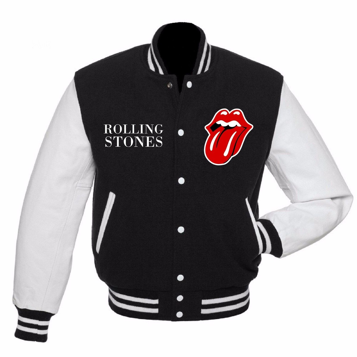 RARE Rolling Stones Sublimation back wool front varsity jacket | eBay