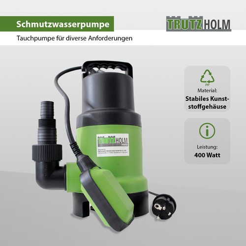 Schmutzwasserpumpe Tauchpumpe Pumpe 400W - 10.000l/h mit Schwimmer Abwasser - Bild 2 von 5