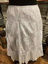Talbots Boho Prairie Crinkled Pleaded Tiered Light Blue Women's Skirt Sz 10