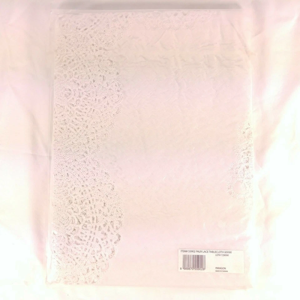 Crochet Tablecloth Vinyl 60" X 90" White Rectangle Style FC-729 New - Image 4 of 4