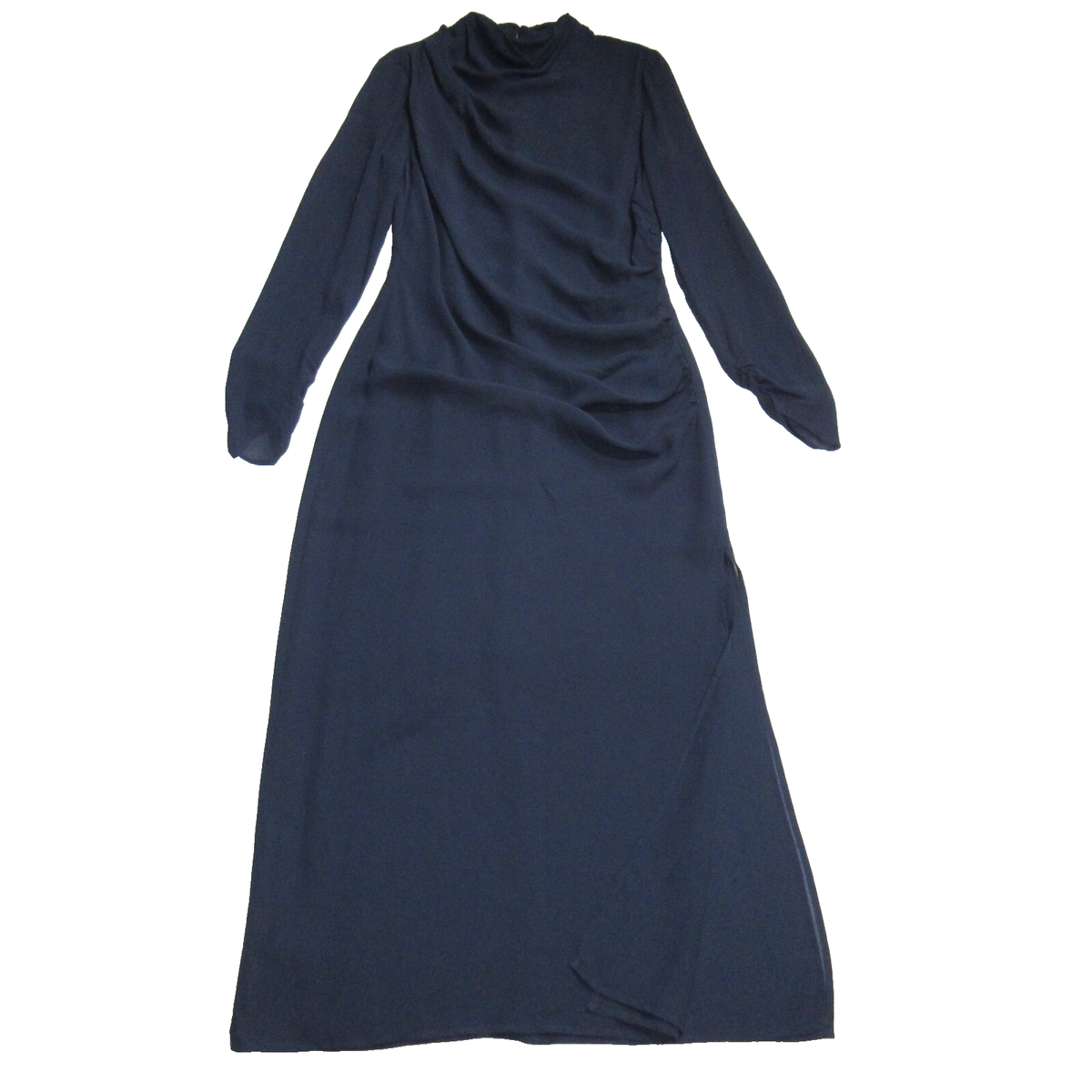 NWT Reformation Tilda in Navy Long Sleeve Ruched Side Slit Midi Dress 8 |  eBay