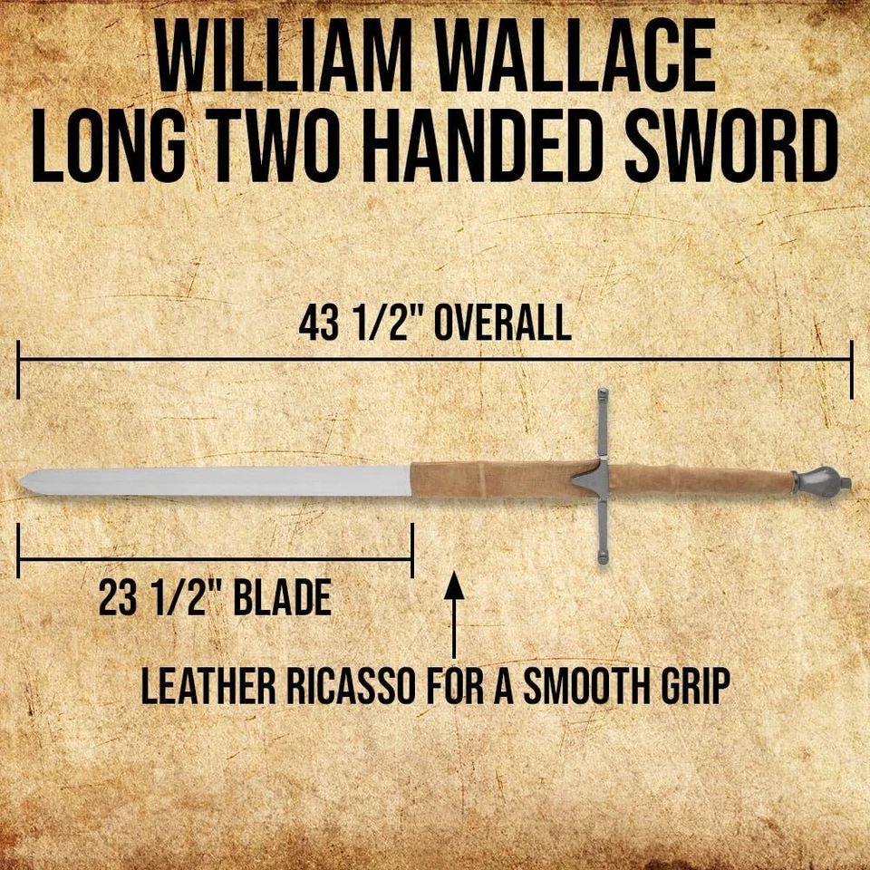 Espada Larga William Wallace, Hoja de Acero Inoxidable, Vaina, Réplica Histórica Foto 2 de 4