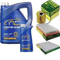 MANN-FILTER Inspektionspaket 6L Mannol Defender 10W-40 FüR Volvo V40 Kombi 2.0