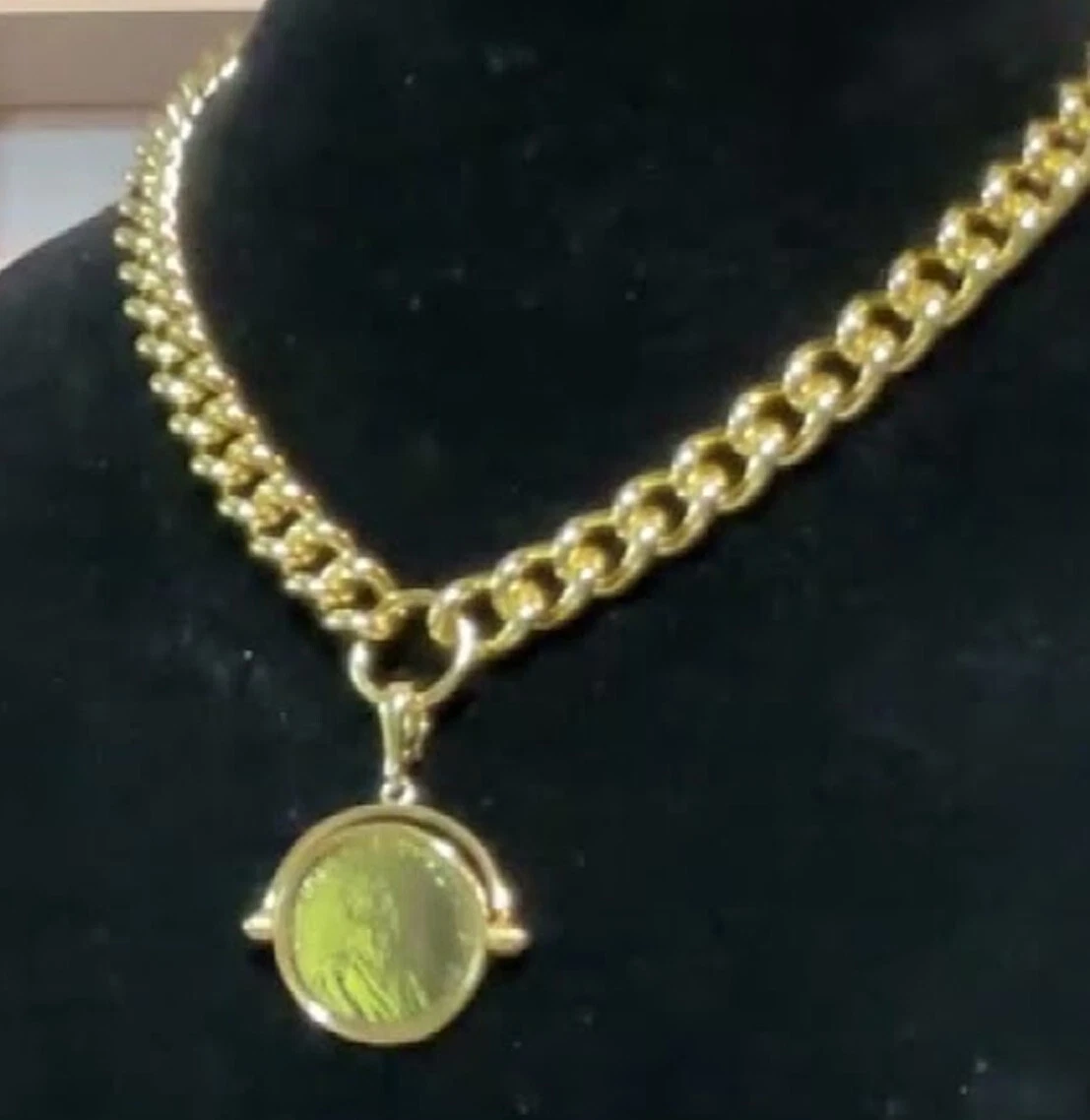 Bellezza 18" Bronze Lira Coin Flip Pendant with Curb-Link Necklace Gold-Tone - product detail image 11