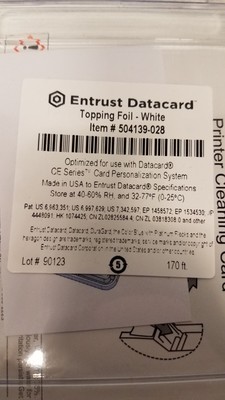 504139-013 Silver Entrust Datacard Ce840 Embosser Topping Foil for  