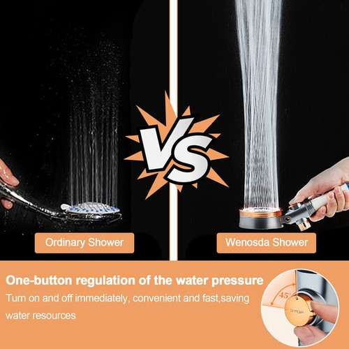 3 Modes High Pressure Hand Shower Head Adjustable Pressurized Powerful Sprayer - Picture 6 of 13