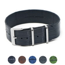 DASSARI Vintage Alligator Embossed Single Pass Leather Watch Band Strap