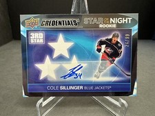 Cole Sillinger 2021-22 UD Credentials 3rd Star of the Night Rookie Auto 24/99