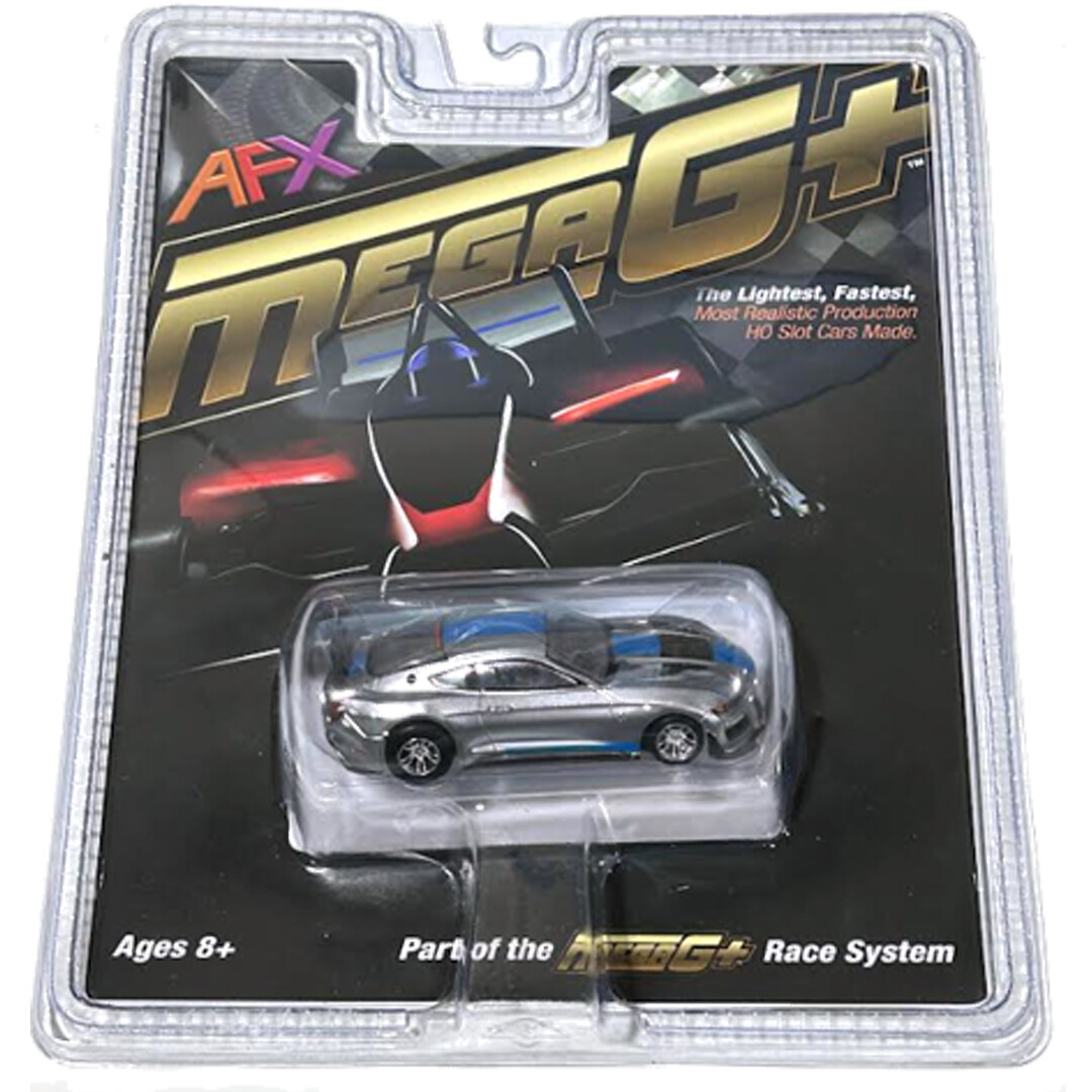 AFX 22099 MegaG+ Shelby Mustang GT500KR 2022 Silver/Blue HO Slot Car