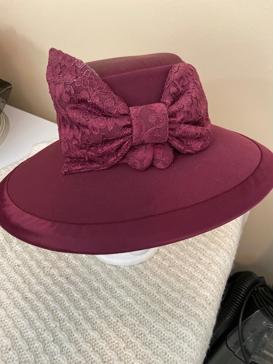 NWT Aussie Austine Eggplant Dress / Church Hat New Royal Blue Hat Large Brim Kentucky Derby Hat Organza  main image 4