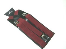 NEW IN PACKAGE HDE Y-BACK MAROON / BURGUNDY 1" WIDE STRAP MEN'S SUSPENDERS