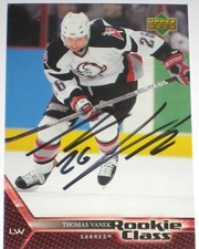 THOMAS VANEK SIGNED UPPER DECK ROOKIE CLASS BUFFALO SABRES ROOKIE CARD AUTOGRAPH