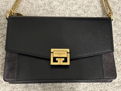 Givenchy GV3 Leather Suede Wallet on Chain Bag Black Mini Givenchy GV3 Leather Suede Wallet on Chain Bag Black Mini