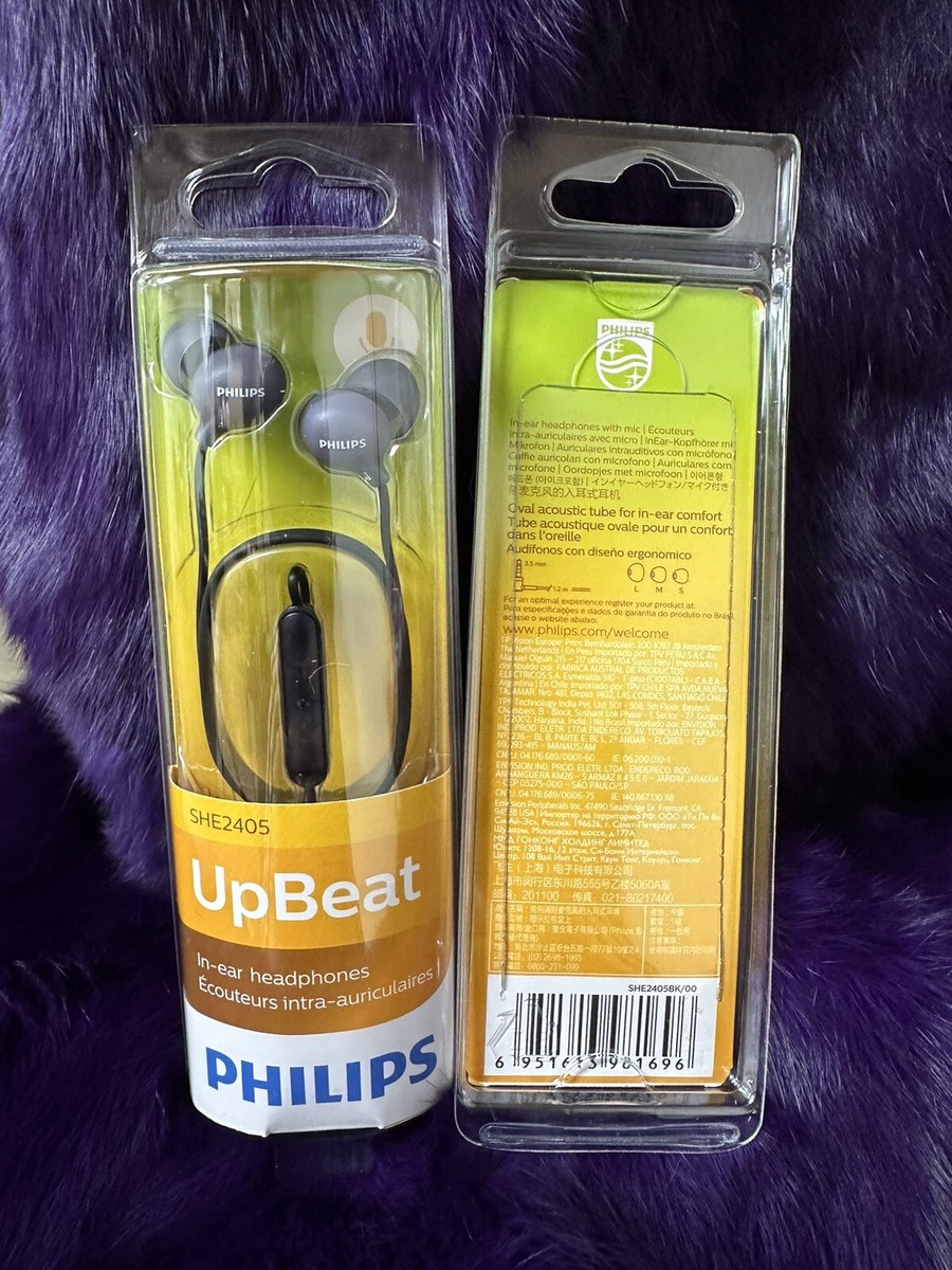 Philips Audio She2405 In-ear Headphones In-line Mic Black for sale