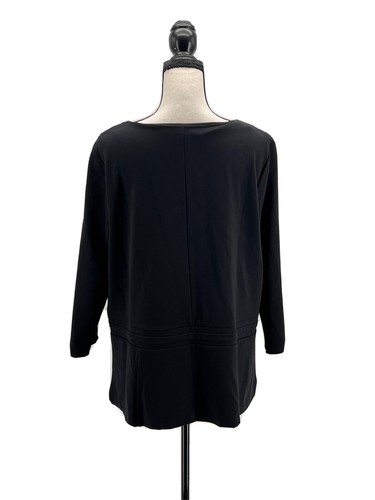 Talbots Womens Peplum Blouse Black Plus Size 1X Horsebit Hardware 3/4 Sleeves - Picture 4 of 6