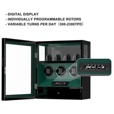 LED Fingerprint Automatic 3 Watch Winder with 4 Watch Holders Organizer Display
