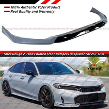 For 2025-26 Honda Civic Yofer Urban Gray Pearl 2-Tone Front Bumper Lip Splitter