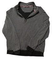 Bugatchi Sweatshirt Mens XL Gray Striped Quarter Zip Pullover Top Casual