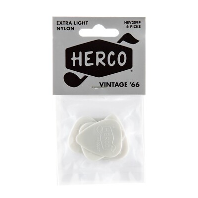 Dunlop Herco HEV209P Vintage 66 Gitarren-Plektren Spieler-Pack 6 x extra leicht