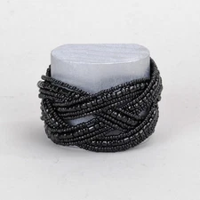 Pink House Imports Bead Braid Cuff - BLACK - PH-30118-BLK