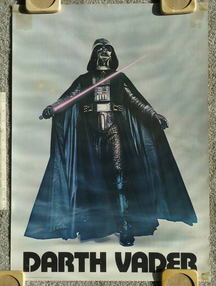 Star Wars Darth Vader Poster 1977 20X28 tears, masking tape on corners