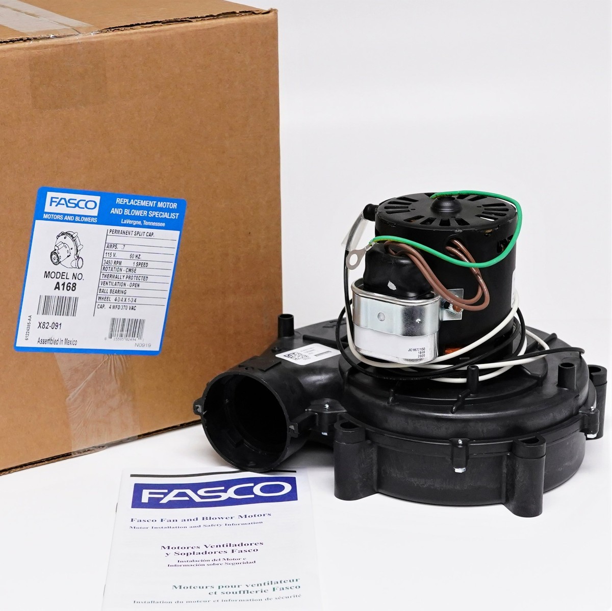 Fasco A168 Furnace Inducer Blower Motor fits Ducane 20000101 7062