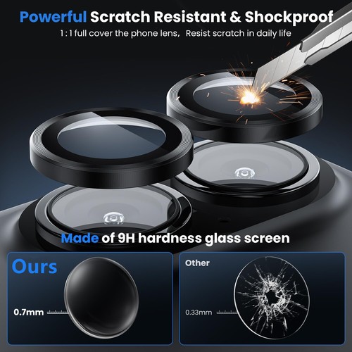 For iPhone 16 Pro Max/16 Pro/16 Plus/16 Metal Ring Camera Lens Protector Cover - Picture 44 of 51