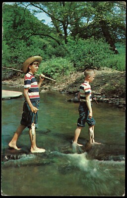 Woodruff Wisconsin - Me (Tom Sawyer) and Huck Finn - 1957 photo postcard pc528