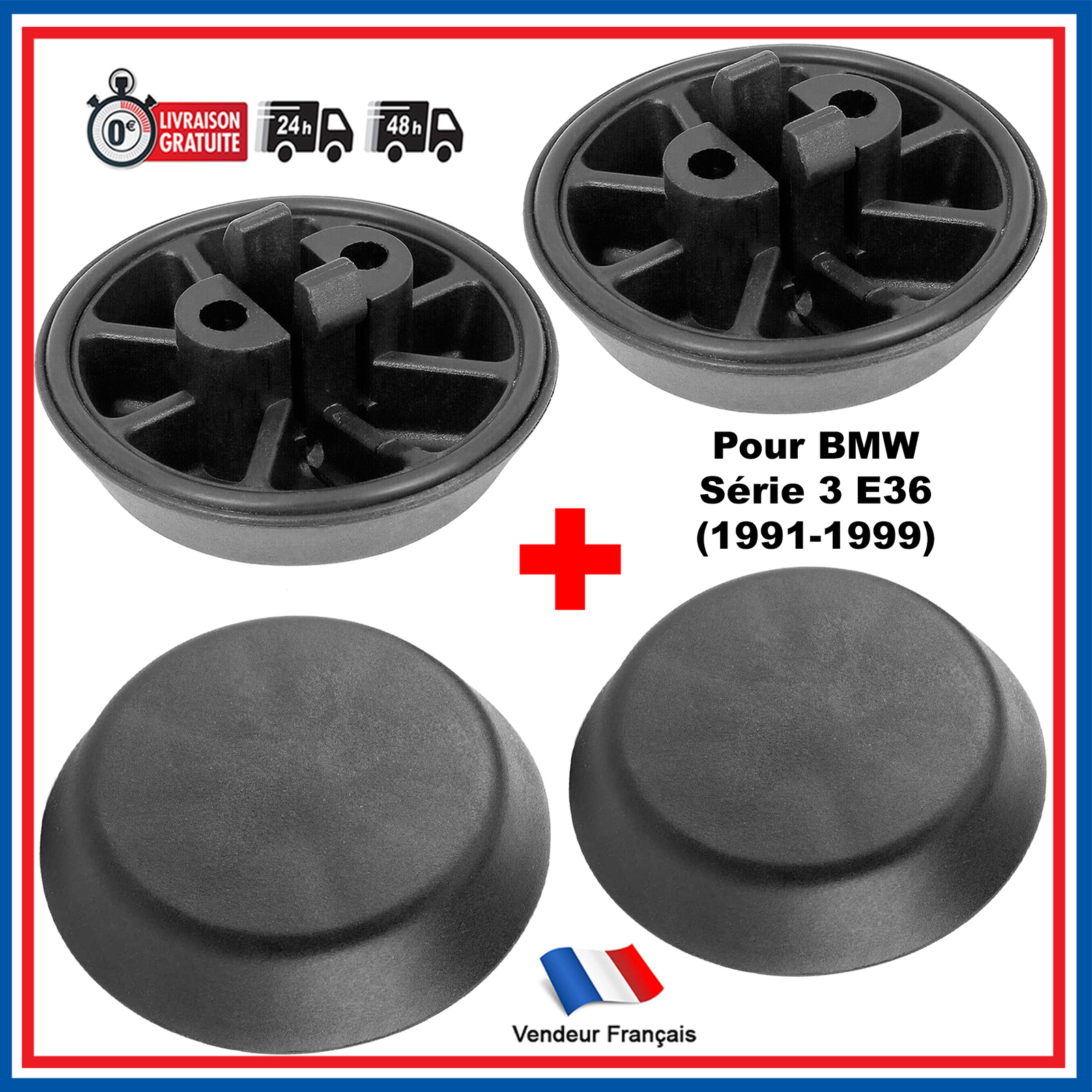 Coussinet de cric chandelle pour BMW Série E36 4 plots de levage en caoutchouc noir