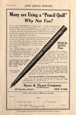 Lápiz pluma bolígrafos anuncio impreso 1927 Byers & Hayes Company NY Gregg taquígrafo