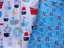 Cotton Quilting Fabric Ships Anchors 1 yd Each
