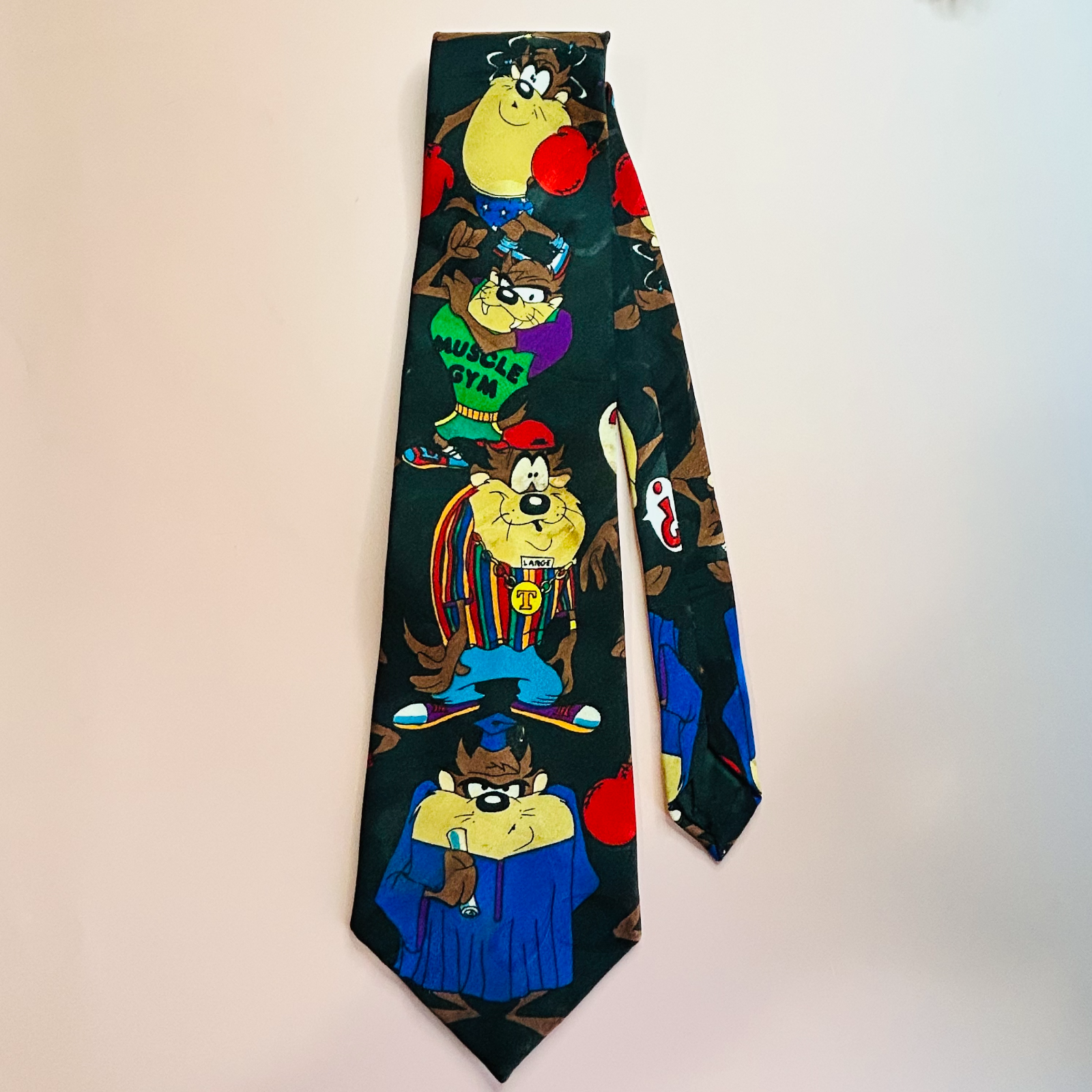 Vintage Looney Tunes Mania Taz Character Necktie Warner Bros 1995 Made in Korea