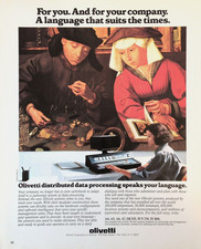 Vintage Olivetti Computer Ad Print Data Processing Office Art 1976 Tech