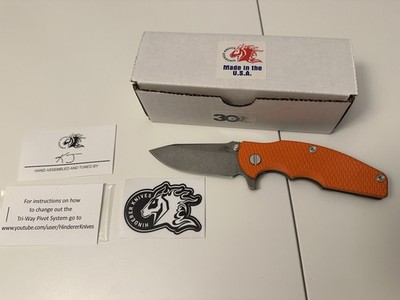 Hinderer Knives Jurassic Tri-Way Orange G10 Frame Lock Spear Point S35VN