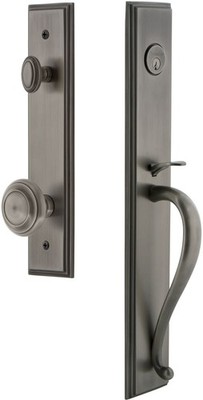 Grandeur CARSGRCIR_ESET_234 Carre Solid Brass Rose Keyed Entry - Grey